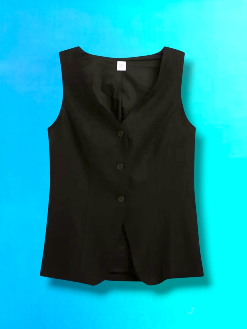🆕💕GAP LongLine Cotten-Linen Blend Vest • BLACK • SMALL • NWOT